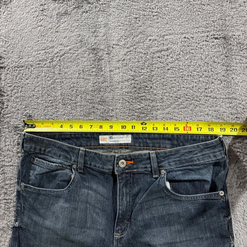 Lee Modern Series Mens Straight Fit Jeans Dark Wash Raw Hem 38x30 L342